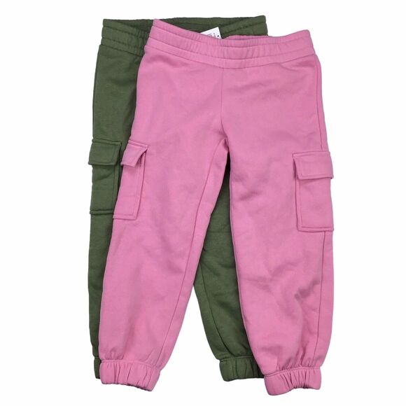 Lot Of 2 Old Navy Sweatpants Comfy Jogger Pants Size XS / 5 Pink & Olive Girls - Picture 1 of 8